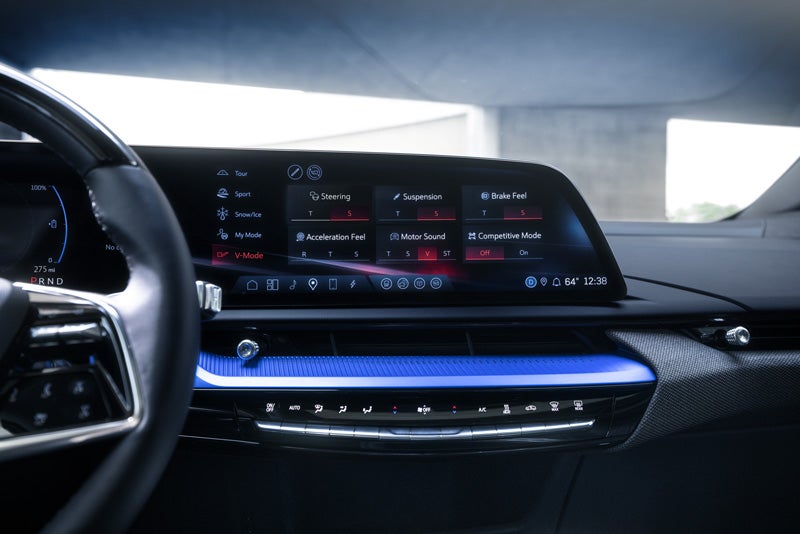 The 2026 OPTIQ-V Display Screen Displaying the V-Mode Settings | Alexandria Cadillac in ALEXANDRIA MN