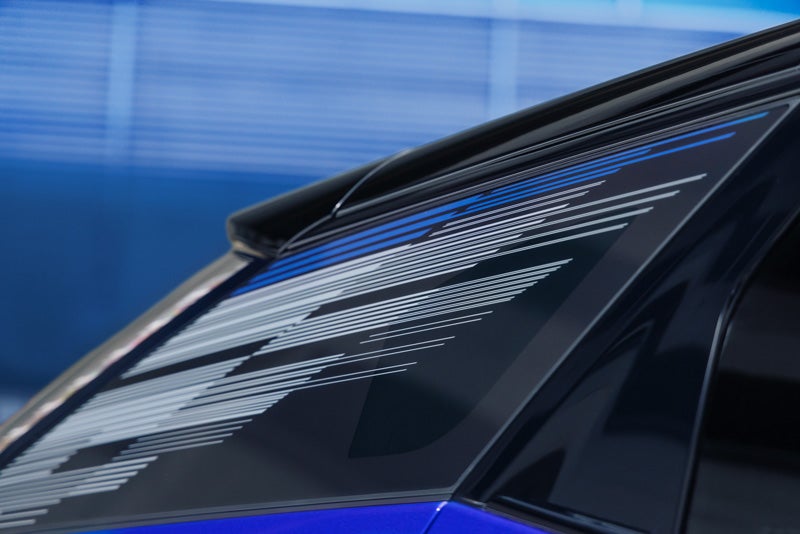 Close-up of the Modern Pattern on the 2026 OPTIQ-V Rear Quarter Glass | Alexandria Cadillac in ALEXANDRIA MN